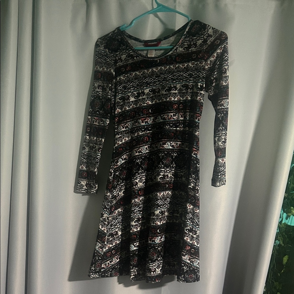 Kiss Black and White Patterned Dress